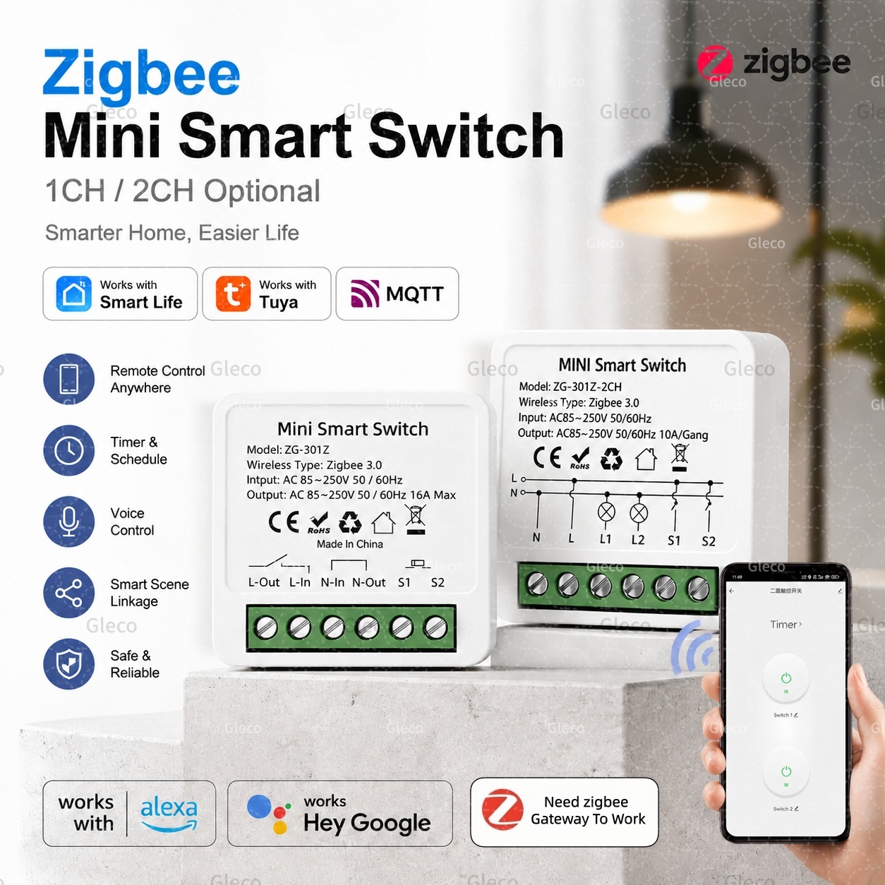 Zigbee Tuya 스마트 스위치 스마트 라이프 10 - Smart Home Hub 2 리뷰 및 가격
